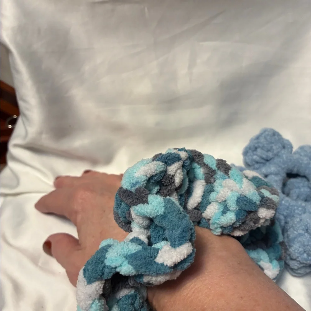 Blue and Multicolor Scrunchie Set